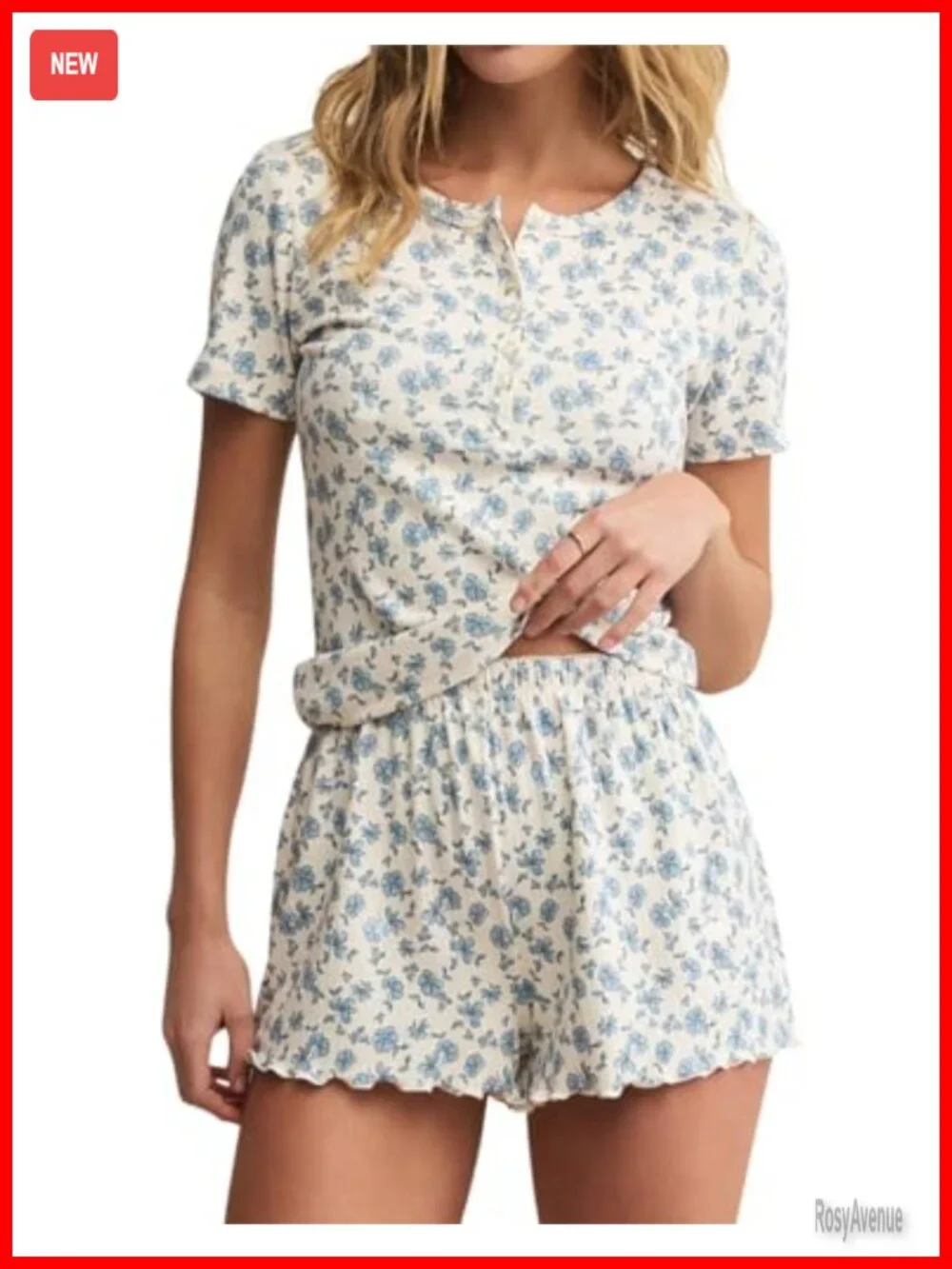 2-Piece Short Sleeve Floral Print Pajama Set with Button Shirt and Shorts
